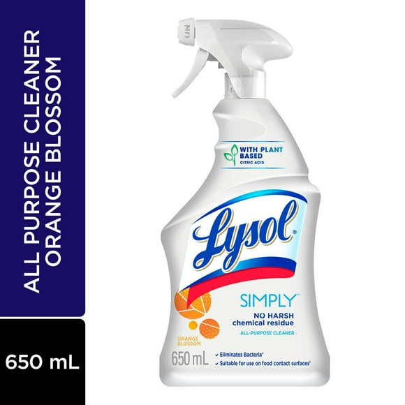 Lysol Simply™ All Purpose Cleaner,Multi-surface cleaner trigger, Orange Blossom, 650 mL