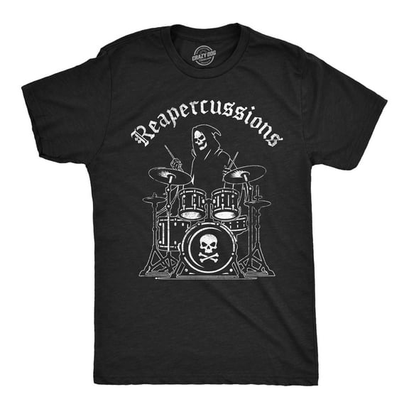 Mens Funny T Shirts Reapercussions Sarcastic Drummer Graphic Novelty Tee for Men Graphic Tees
