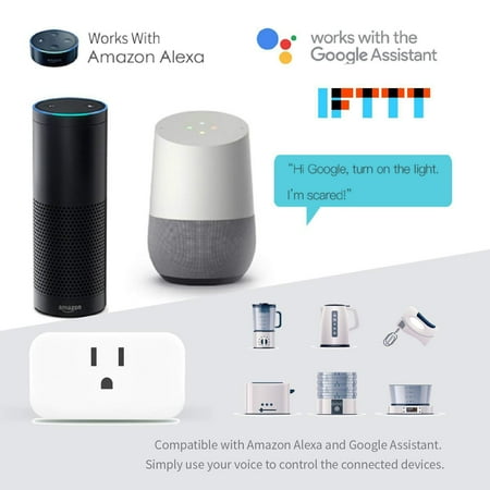 2pcs 2 Pack 15a 1800w Wifi Smart Plug Mini Alexa And Google Voice