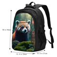 thumbnail image 4 of Yiaed Forest Plant Raccoon Print Laptop Backpack,Business Travel Durable Laptops Backpack with USB Charging Port,Water Resistant College Computer Bag, 4 of 5
