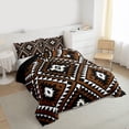 thumbnail image 4 of Rustic Western King Size Comforter Set For Men,Southwestern Aztec Bedding Set Bohemian Quilt Comforter Ethnic Mexican Geometric Diamond Duvet Insert Brown Black White Farmhouse Room Decor 3 Pcs, 4 of 8