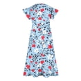 thumbnail image 4 of Sentmoon Robes pour Adolescentes Douces et Confortables à Col Rond Robe d'Été pour Filles Manches Bouffantes Ample à Imprimé Floral Hawaïenne Robe de Remise des Diplômes de 5e Année pour Vacances à la Plage Multicolore 14-15 Ans, 4 of 5