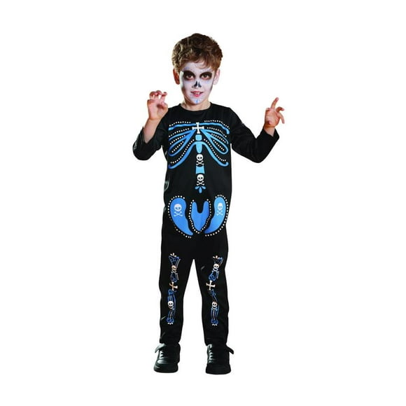 Northlight Black and Blue Skeleton One Piece Boy Child Halloween Costume - Small
