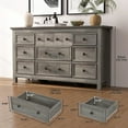 thumbnail image 4 of Gray 9 Drawer Horizontal Combo Dresser for Bedroom, Modern Chest of Drawers Wood Storage Cabinet for Living Room, 4 of 6