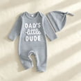thumbnail image 2 of CAICJ98 Baby Boy Fall Winter Clothes Newborn Dad's Little Dude/Mama's Little Man Matching Outfits Long Sleeve Ribbed Knit Striped Romper Bodysuit with Hat,Size Newborn, 2 of 8