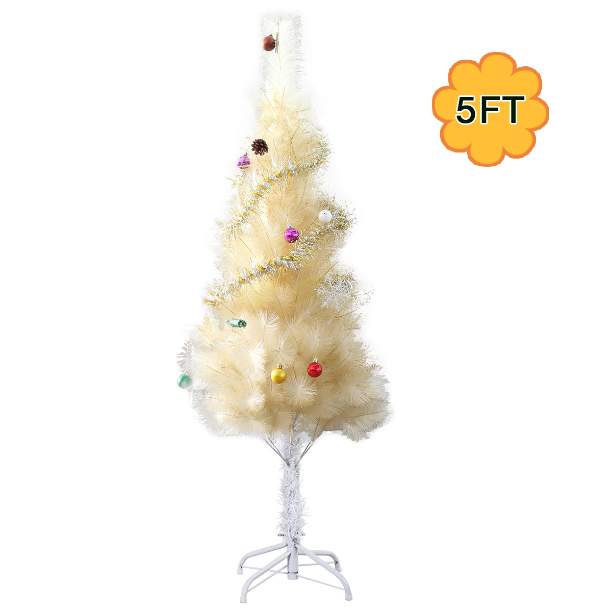 Topcobe 5FT Christmas Tree, Yellow Artificial Pine Christmas Tree Unlit