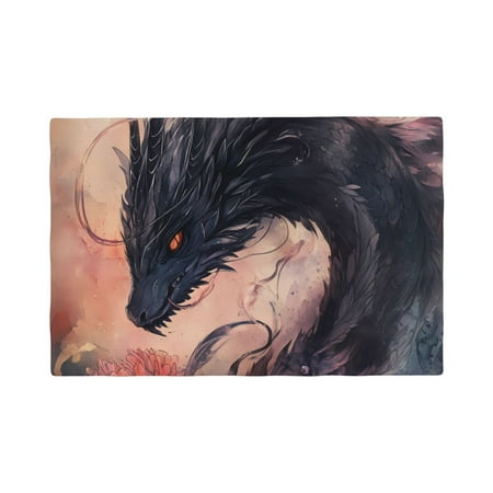 

Table Placemats Set of 4 - Dark Dragon Floral Fantasy 12x18 In Faux Linen Double Heat Resistant Place Mats Cloth Indoor/Outdoor Placemats Washable Table Mats for Dining Kitchen Party