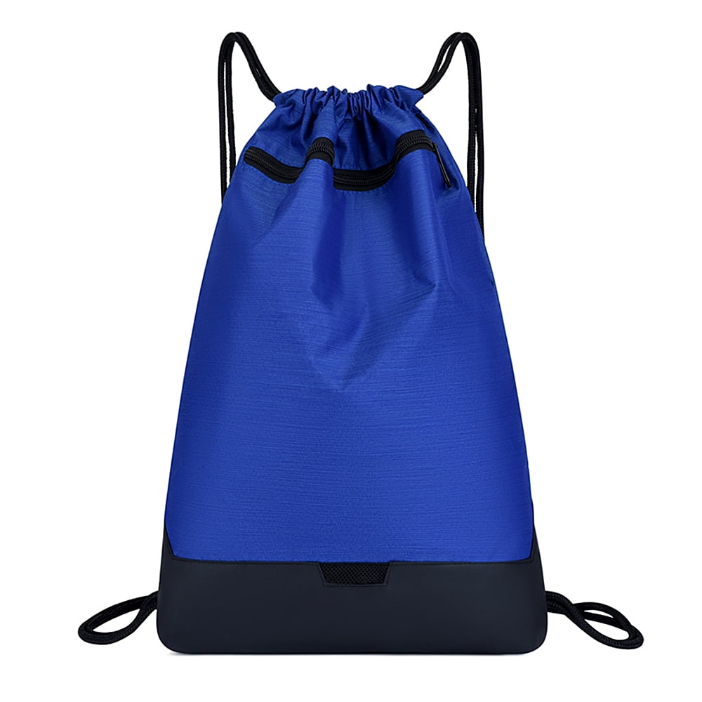 Nylon Drawstring Backpack String Gym Sack Bag Sports Cinch for kids Blue 