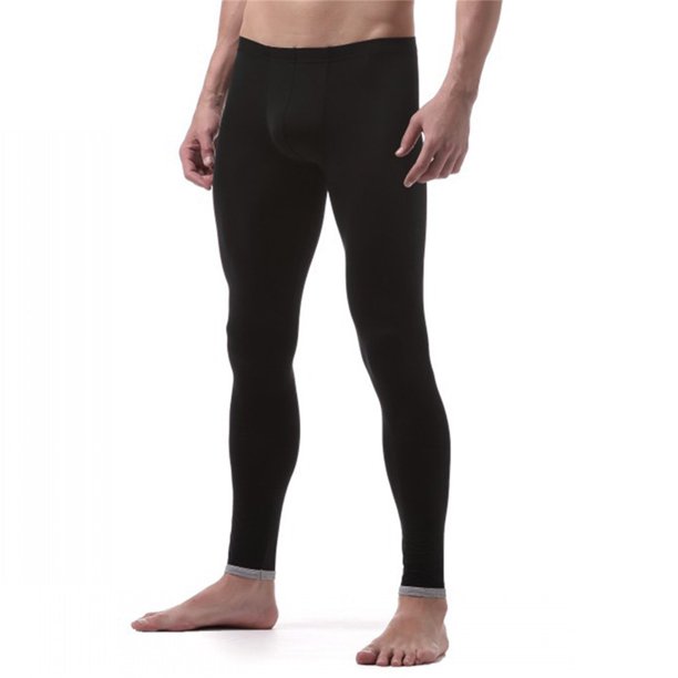 Gibobby pantalones mujer Leggings largos de seda de hielo para hombre Pantalones largos de casa de seda de hielo para hombre(Negro, M)