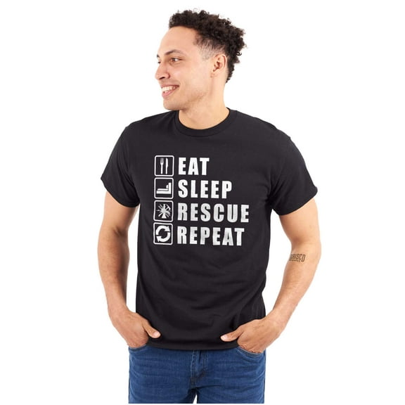 Eat Sleep Rescue Repeat Firefighter Plus Size Crewneck Graphic Tee Shirt Brisco Brands 2X