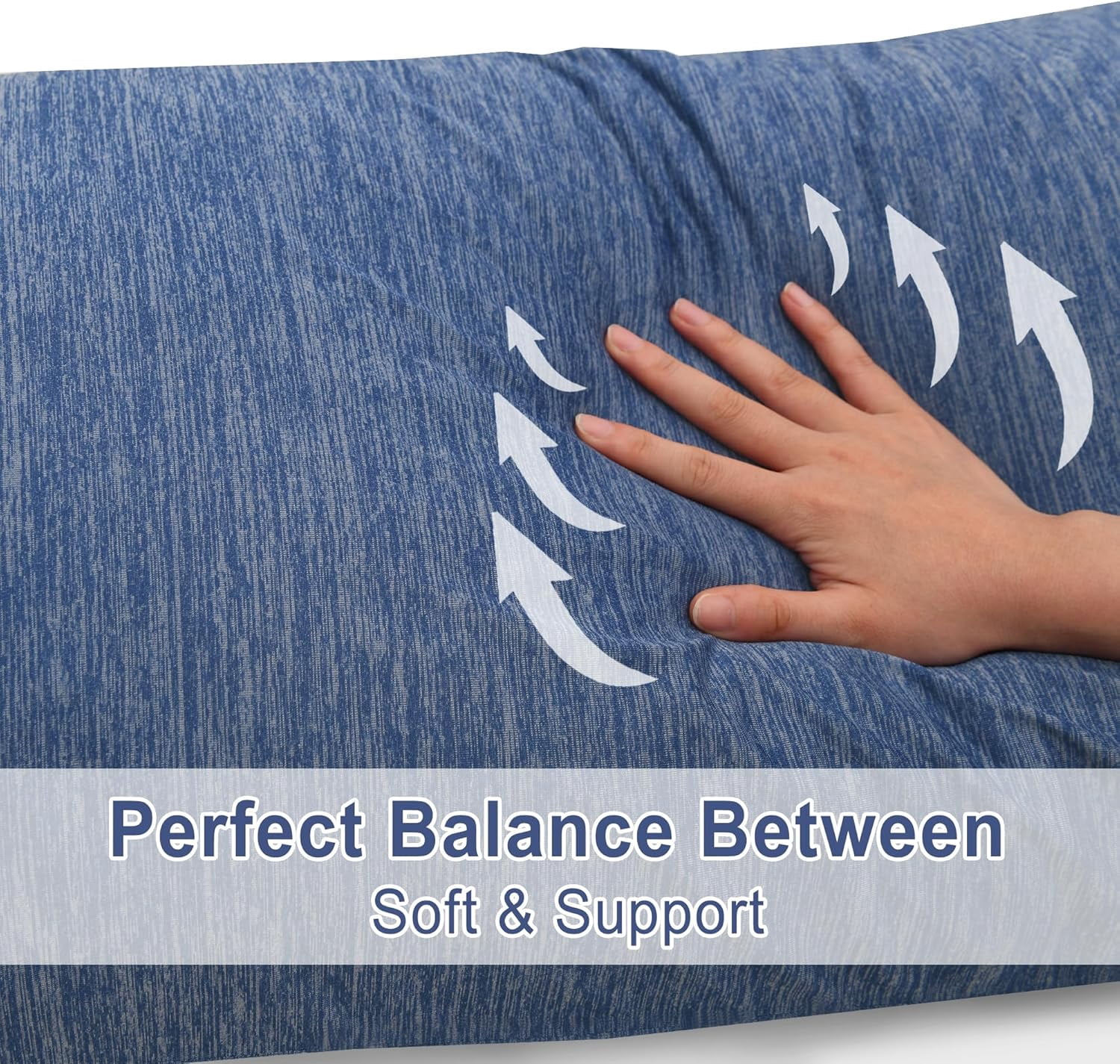 Memory Foam Body Pillow – Cooling Breathable & Supportive Full Length Pillow for Side Sleepers, Pregnancy, Leg & Back Pain Relief, 20x60 Inch Blue