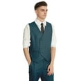 thumbnail image 3 of 3 Piece Mens Linen Suit Slim Fit for Wedding Suit for Men Groosmen Prom Linen Jacket Pant Set Teal XXL, 3 of 7