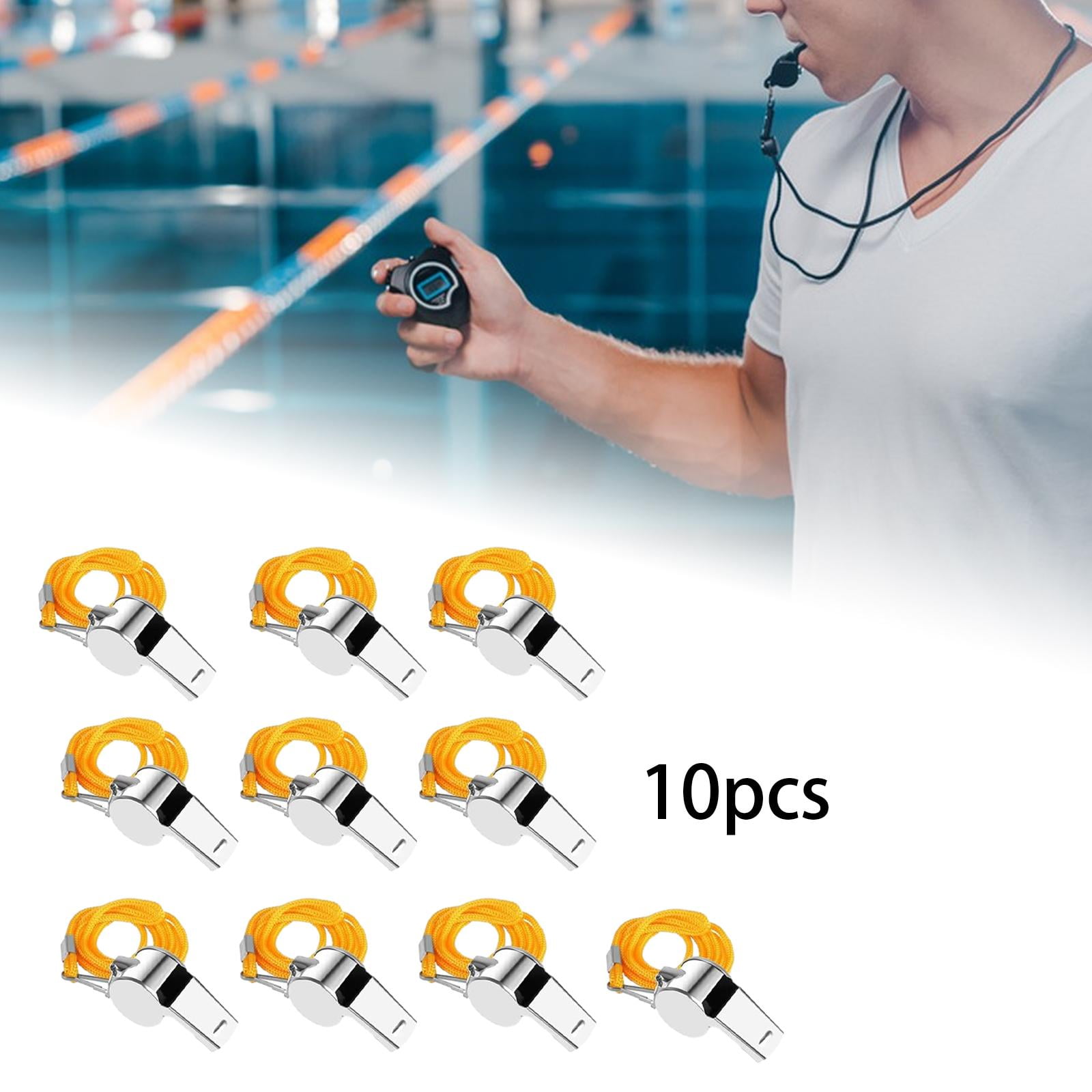 Miulika 10Pack Stainless Steel Sports Whistles with Lanyard, Loud Crisp Sound Whistles Bulk Great for Coaches, Referee, and Officials