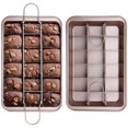 thumbnail image 1 of Molde para hornear brownie Molde para brownie antiadherente con divisores y molde para pasteles con fondo extraíble, para muffins, pasteles, magdalenas de chocolate, acero al carbono duradero, molde r Namotu LKX-1993, 1 of 7