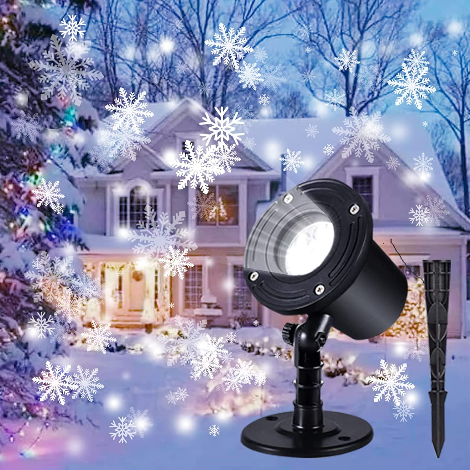 Waterproof Projection Light for Indoor & Outdoor Landscape Patio Garden Snowflake Snow Fall Projector Light for Christmas Party
