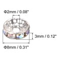 thumbnail image 2 of Uxcell Perles d'Espacement en Métal Plaqué Cristal Strass Perles d'Espacement Rondes 200 Pcs AB Blanc 8mm, 2 of 7