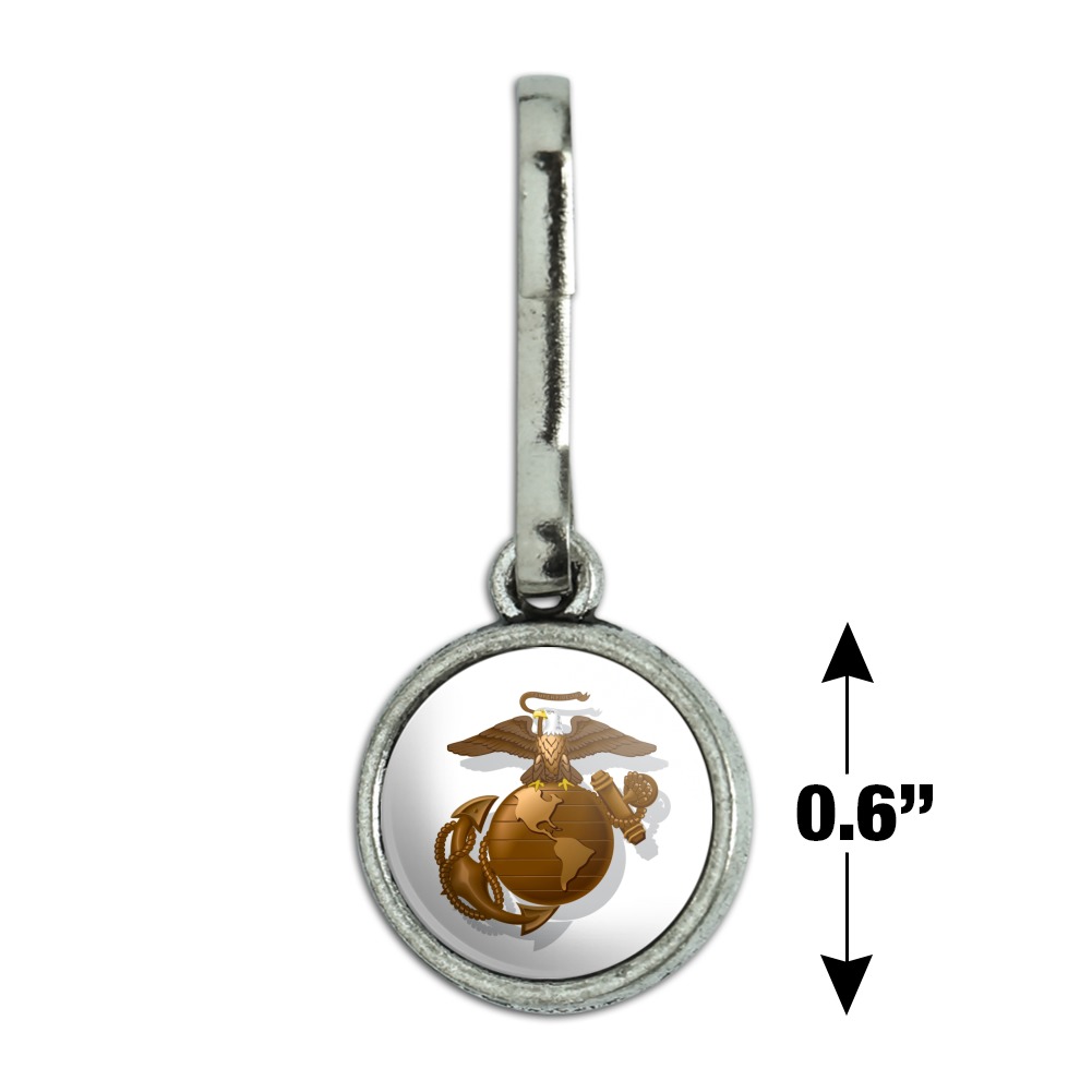 Marines USMC Golden Logo on White Eagle Globe Anchor Officially Licensed Antiqued Charm Clothes Purse Suitcase Backpack Zipper Pull Aid - image 4 of 5