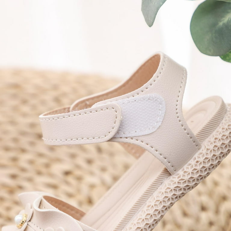 Penkiiy Children Girls Sandals Princess Soft Bottom Flowers Pearl