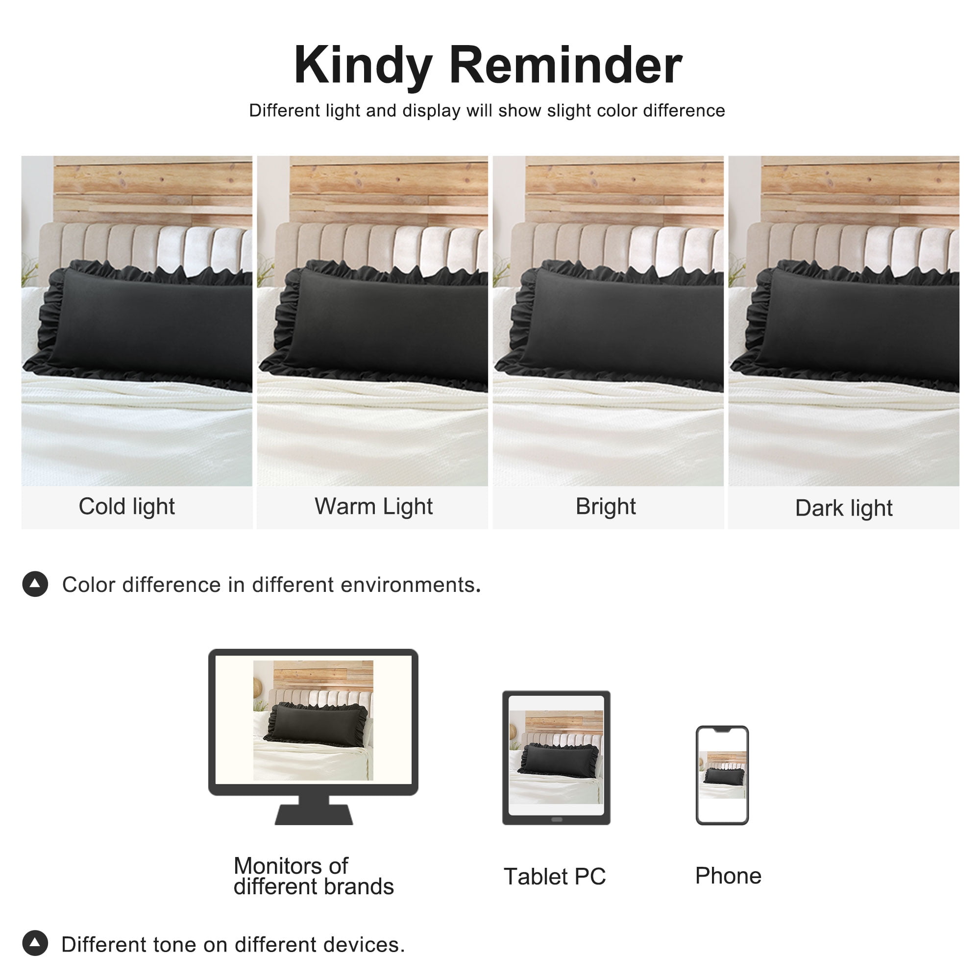 Unique Bargains Microfiber Ruffle Envelope Closure Body Pillowcases Black 20"x54"