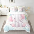 thumbnail image 2 of Erosebridal 7 Pcs Comforter Set Twin,Cartoon Elephant Bed in a Bag with Flat Sheet and Fitted Sheet,Rainbow Elephant Bedding Set with Pillowcase & Sham Reversible Quilt, 2 of 5