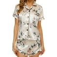 thumbnail image 5 of IROINNID Women's Two-Pieces Pajamas Set Short-sleeve Tops with Shorts Printed Loungewear Cozy Sleepwear,White, 5 of 5