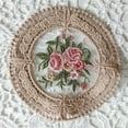 thumbnail image 4 of 6 Pcs Cloth Coasters for Drinks,Happon Vintage Floral Place Mats, Embroidery Craft Coasters,Heat-Resistant Fabric Tablemat for Wedding Party Decoration, 4 of 6