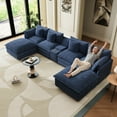 thumbnail image 6 of Wiilayok 143" Modular Sofa Set,Large Corduroy U Shaped Sectional Sofa with Ottoman,Central Console,Cup Holder,6 Seater Deep Seat Couch for Living Room Furniture,Blue, 6 of 9