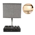 thumbnail image 4 of Lámpara De Mesa Lámpara De Escritorio Moderna Con 2 Puertos Usb Y Bombilla Lámpara De Noche Con 2 Salidas De Ca De Tres Orificios Y Pantalla De Lino Para Dormitorio Speravity HA016304-00, 4 of 7
