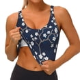 thumbnail image 4 of Haiem Cherry Blossoms on Navy Background Pattern Womens Sports Bra - U Neck Padded Low Impact Yoga Bra Workout Crop Top Gym Moisture-Wicking Workout Vest -, 4 of 9