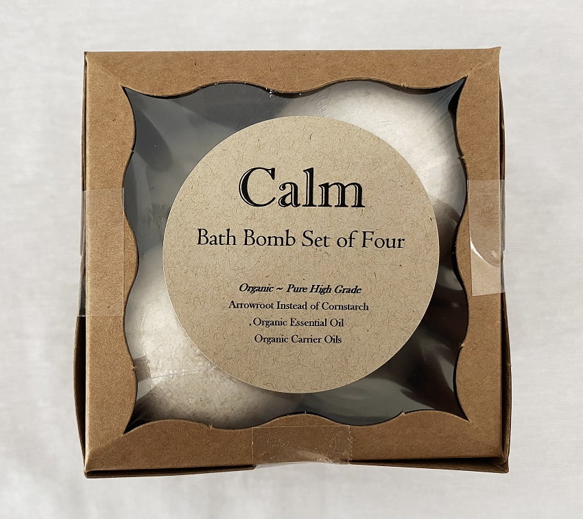 Organic Calm Bath Bombs ~ Set of Four (L) ~ No Dyes, No Preservatives ~ All Natural ~ Moisturizing