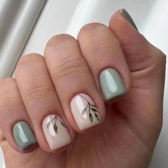 Black Press on Nails Short Square Fake Nails Black Vine Acrylic Glue on Nails Full Cover Glossy Nails Press ons Short Stick on Nails Summer Artificial Nails for Women Girls - 24Pcs style1 24 Fl Oz