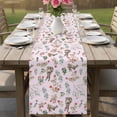 thumbnail image 4 of Pink Bunny Floral Easter Table Runner - 90 Inch Long Elegant Pastoral Spring Floral Rabbits Cotton and Linen Blended Dress Scarves Farmhouse Table Runner for Kitchen Dining, Coffee Table, 13" x 90", 4 of 8
