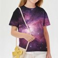 thumbnail image 6 of Kids Galaxy Space Print T-Shirt for Girls, Short Sleeve Soft Stretchy Graphic Tee, All Over Colorful Nebula Pattern,Size 15 T, 6 of 9