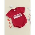 thumbnail image 5 of BemeyourBBs Newborn Baby Girl 4th of July Outfit Bubble Romper Patriotic Independent Day Summer Clothes Casual American Flag Embroidery Fly Sleeves Bodysuit Jumpsuit, 5 of 9