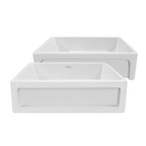 Whitehaus Collection WHQ5550-WHITE 33 in. Farmhaus Fireclay Shakerhaus Reversible Kitchen Fireclay Sink with Shaker Design Front Apron - White
