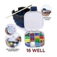 thumbnail image 2 of Airtight Paint Saver Storage Palette Box, 16-well Palette Box With Lid, Include Paint Brush Basin, Perfect For Gouache, 2 of 5