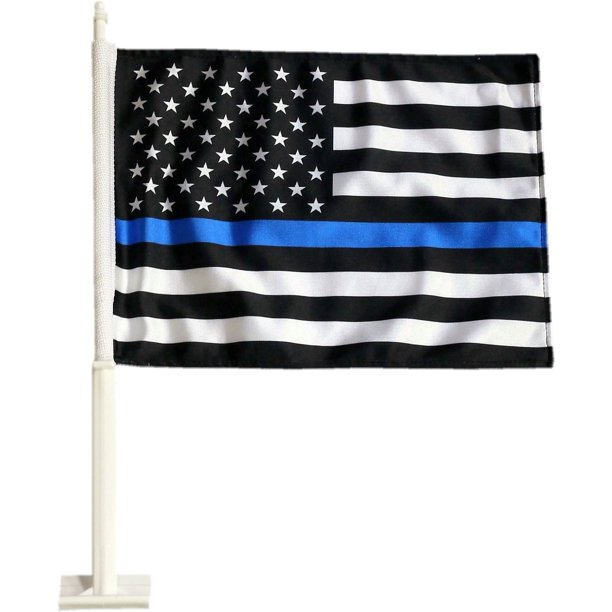 American Flag Blue Line Car Flag