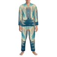 thumbnail image 2 of Balery Sunshine Cute Winged Cat Pijama para Hombre de Dos Piezas con Manga Larga, Conjunto de Dormir y Descanso Suave con Bolsillos-Small, 2 of 6
