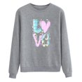 thumbnail image 1 of EHQJNJ Chandails en Molleton pour Femmes Tendance Graphique Imprimé de la Saint-Valentin Col Rond Manches Longues Blouse Pull Décontracté (Style 03) Chandail en Molleton Squelette Femmes, 1 of 4