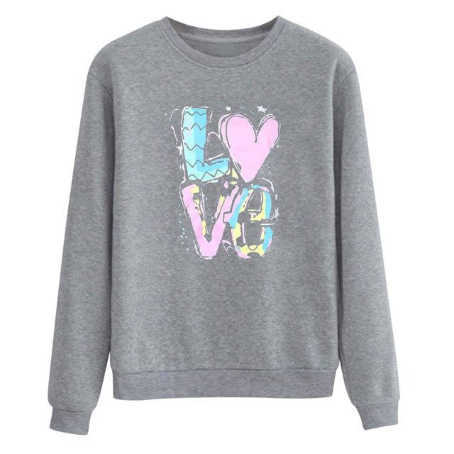 EHQJNJ Chandails en Molleton pour Femmes Tendance Graphique Imprimé de la Saint-Valentin Col Rond Manches Longues Blouse Pull Décontracté (Style 03) Chandail en Molleton Squelette Femmes