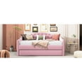 thumbnail image 7 of Twin Size Daybed With Trundle, Elegant Pink Velvet, Charging, Comfortable Lounge Velvet Pink, High Weight Capacity, 7 of 7