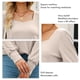 thumbnail image 4 of Camisa de punto para mujer Cuello cuadrado Manga larga abullonada Puños abotonados Camisa de punto Casua Fit Albaricoque XL, 4 of 5