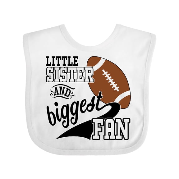 Inktastic Little Sister and Biggest Fan Football Player Girls Baby Bib