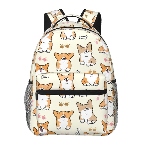 Easygdp Cartoon Corgi Mochila Ergonómica Versátil para Laptop - Múltiples Bolsillos, Correas Ajustables, Unisex para Escuela, Viajes y Actividades al Aire Libre-One Size