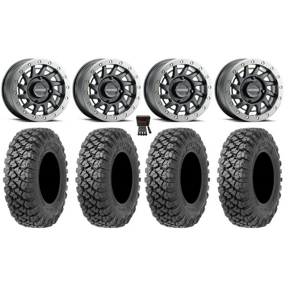Raceline Squad Bdlk 15" Wheels Bk  38mm 32" Alpha Tires Can-Am Maverick X3 / Honda Pioneer 1000 / Talon