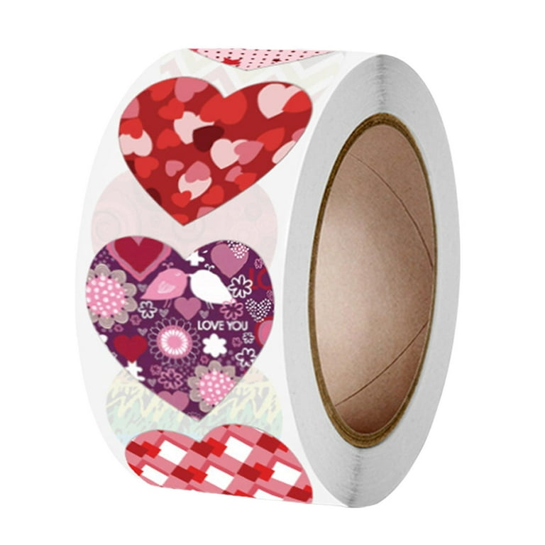 500pcs Heart Stickers Roll for Present Packaging DIY Crafts Theme Parties Dating 2.5cm Style B, Size: Optional