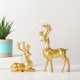 thumbnail image 3 of Gold Christmas Decorations - Resin Sitting Standing Deer Sculptures,Exceptional Reindeer Statues Add to Your Home Decor, 3 of 6