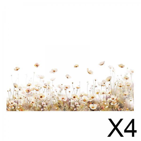 4x Calcomanías De Pared Con Flores Y Plantas, Pegatinas Florales Para La Ventana Del Aula O La Cocina