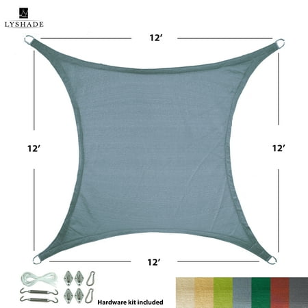 Steel Patio Kits LyShade 12' x 12' Square Sun Shade Sail Canopy with Stainless Steel Hardware Kit - UV Block for Patio and Outdoor ()