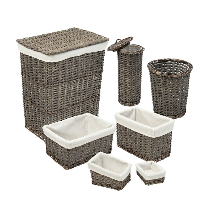 Honey-Can-Do 7-Piece Split Willow Woven Bathroom Storage Basket Set